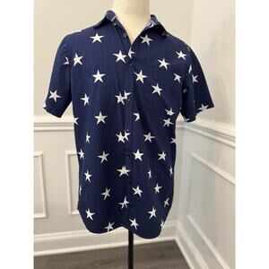Rugby University Men’s Short Sleeve Shirt Navy With Large White Stars Size Large